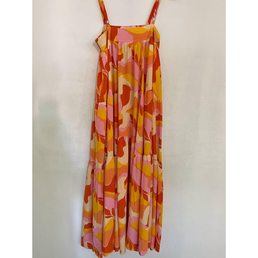 Abel The Label Dress Womens Small Orange Pink Floral Maxi Sundress Tropical - Picture 3 of 11